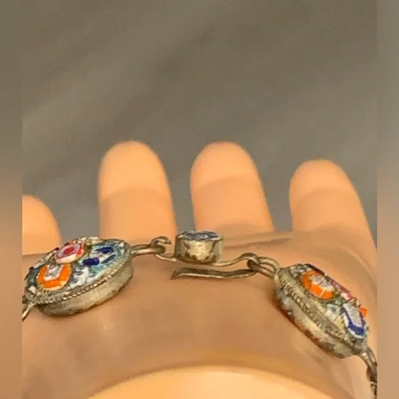 RARE - Antique Vintage ITALY Micro Mosaic Bracelet size 6.3/4” - Picture 7 of 13